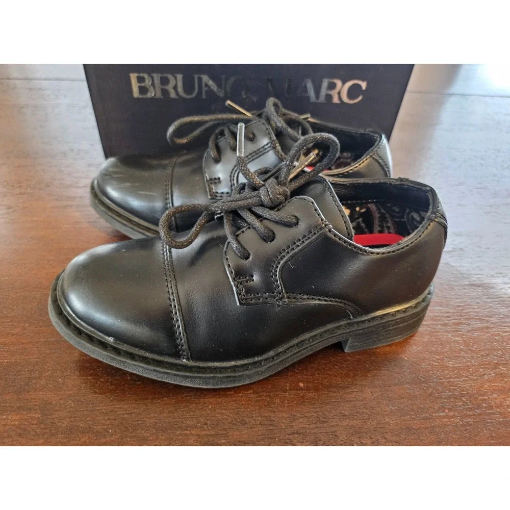 Bruno Marc Boy's Dress Oxford Formal Lace-Up Black‎ Shoes Size 9 New in box
